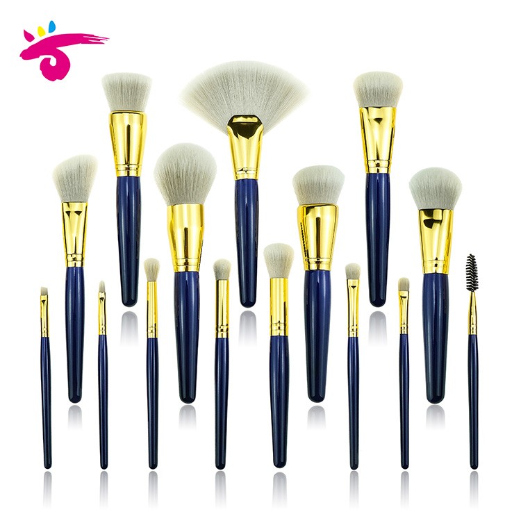 15Pcs Royal Blue Luxury Makeup Brush Set Private Label Brush