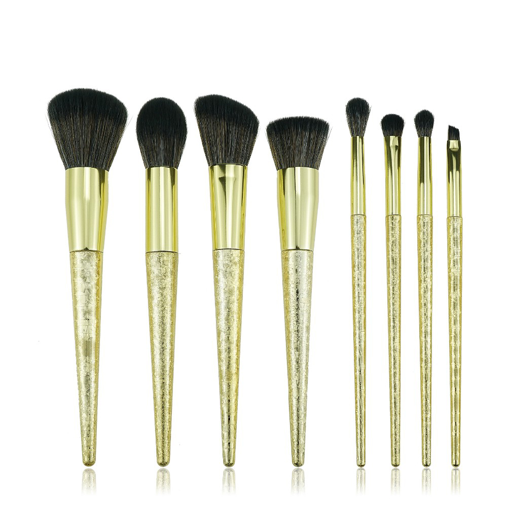 8Pcs Gold Ice Breaking Brush Set Luxury Synthetic Makeup Brushes