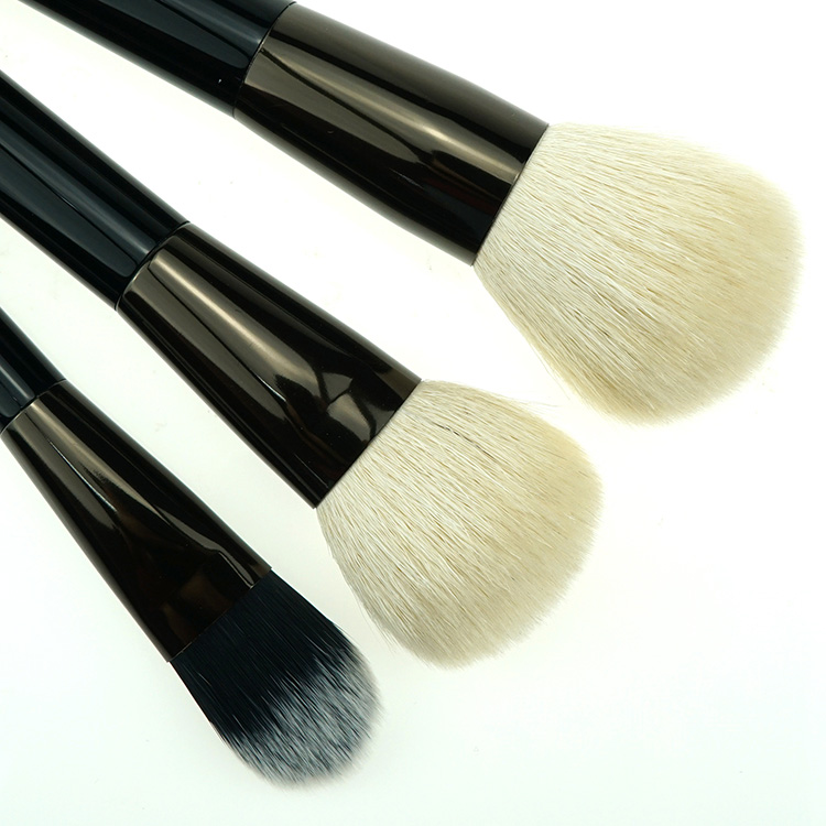 9PCS Gunmetal Professional Animal Hair Cosmetic Brush Set With Waist Pouch