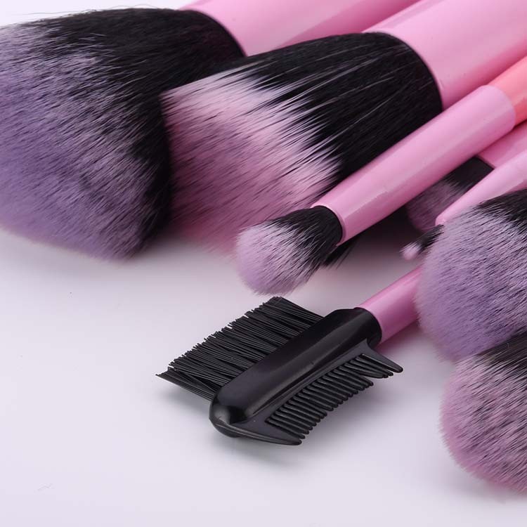 Customs Logo 15pcs Pink Double Color Hair Wood Handle Makeup Brush Set For Girl