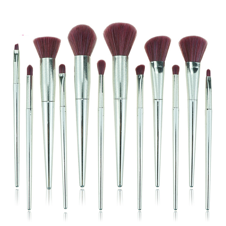 Hot Metallic Look Plastic Handle Glitter Cosmetic Brushes for Makeup