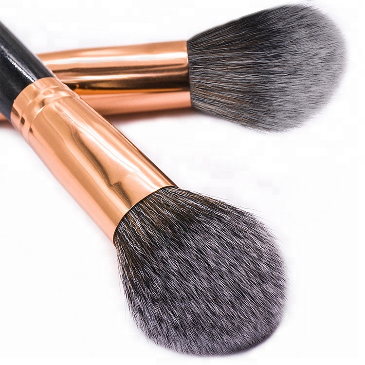 Glitter Black Wood Vegan Synthetic Beauty Needs Makeup Powder Brush Face Blending Brush