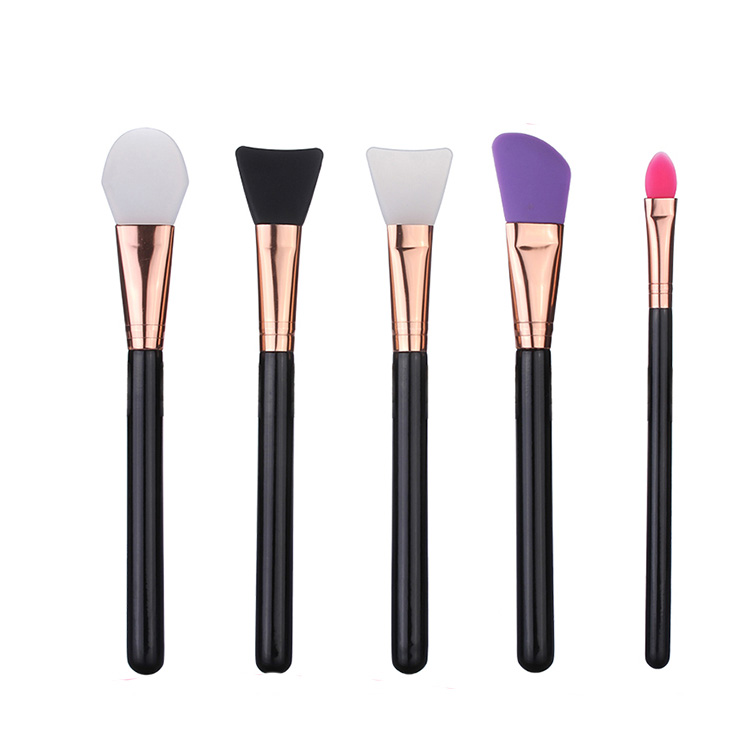 Custom Logo Facial Makeup Brush Wood Handle Silicone Mask Brush Make Up