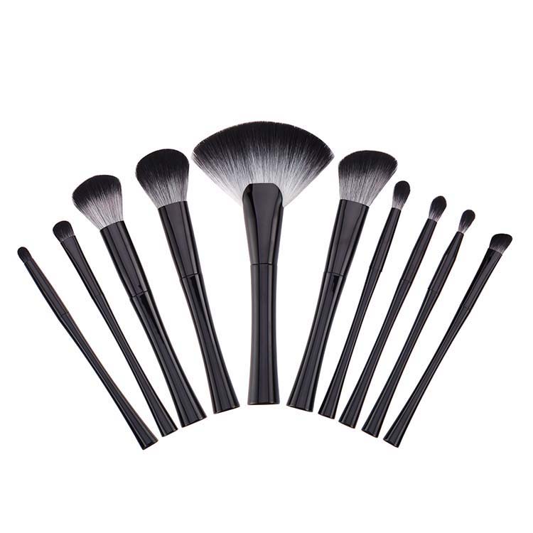 Black High Quality Synthetic Hair Personalized Custom 10 pcs Makeup Brush Set