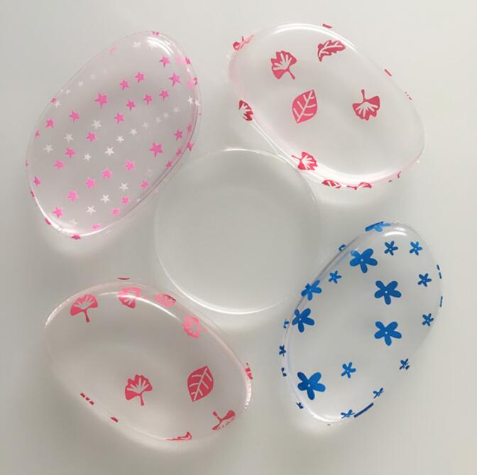 2019 new arrivals Two Color Pattern Customized Design Silicone Clear Makeup Sponge Silicone Puff
