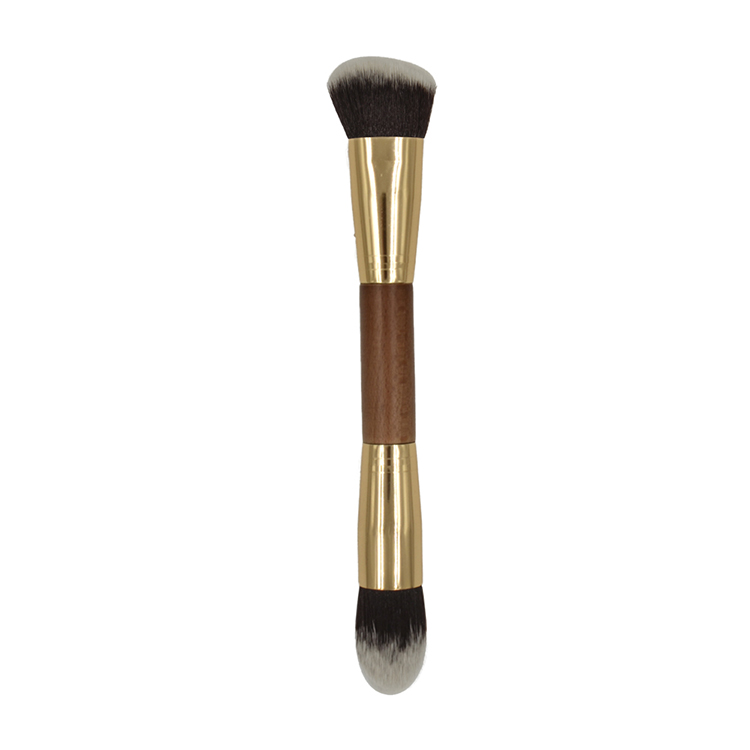 Double sided blush foundation makeup brush with synthetic hair