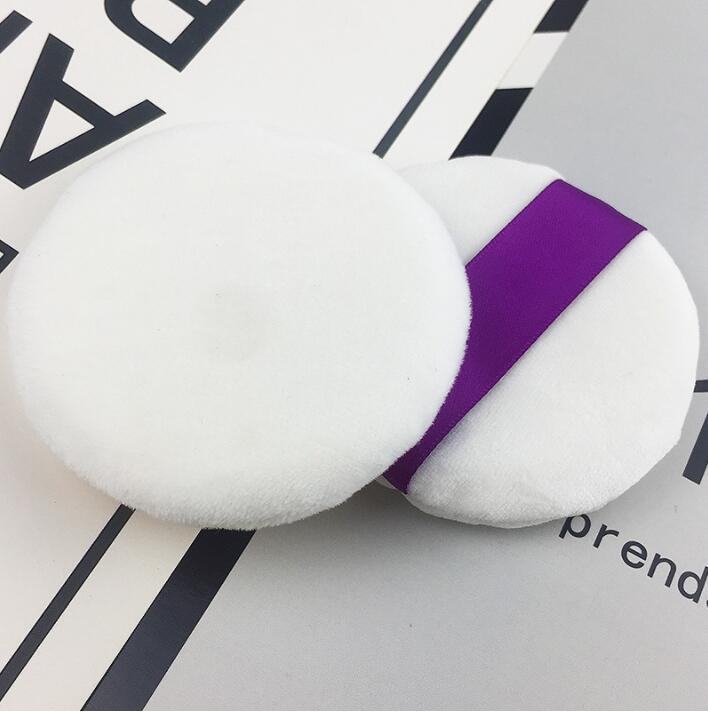 Wholesale Customized Logo Size Cosmetic Round Shape Ribbon Cotton Makeup Powder Puff