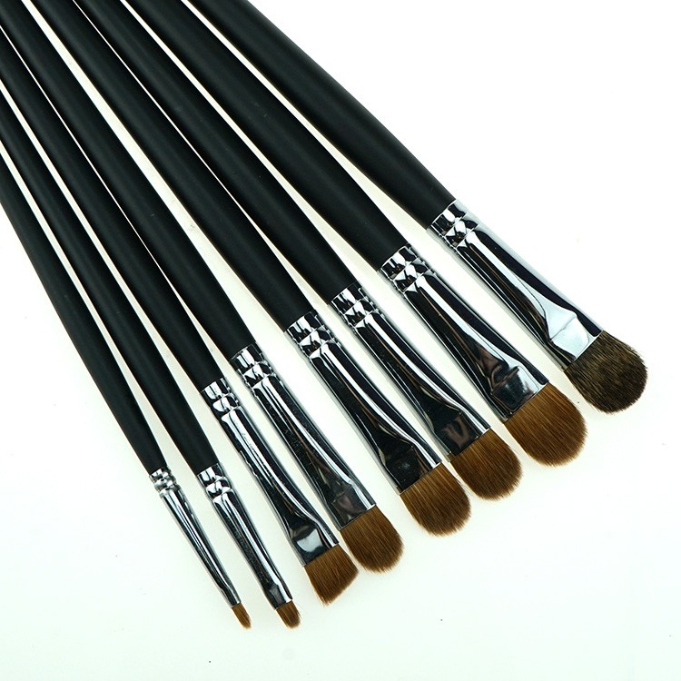 14Pieces luxury natural hair black cosmetic brush set kit with black PVC bag