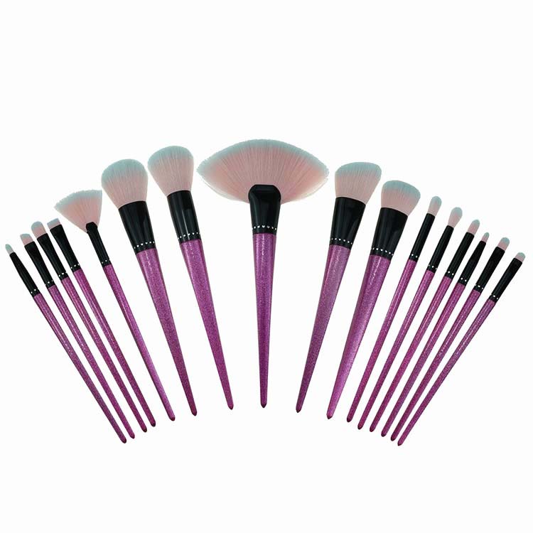 16 Pcs Bling Powder Makeup Brush Pink Diamond Cosmetic Makeup Brush Set