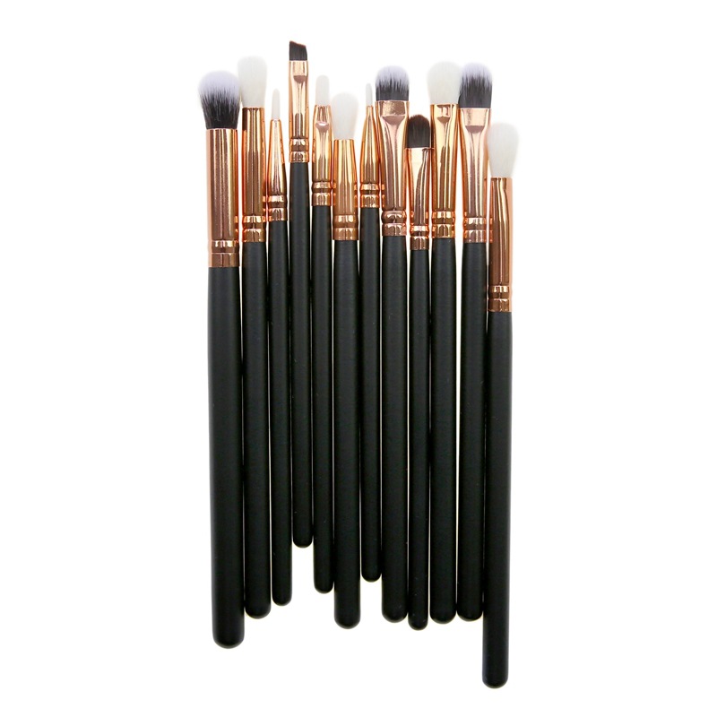 12pcs black/pink professional eyeshadow eye makeup brush set