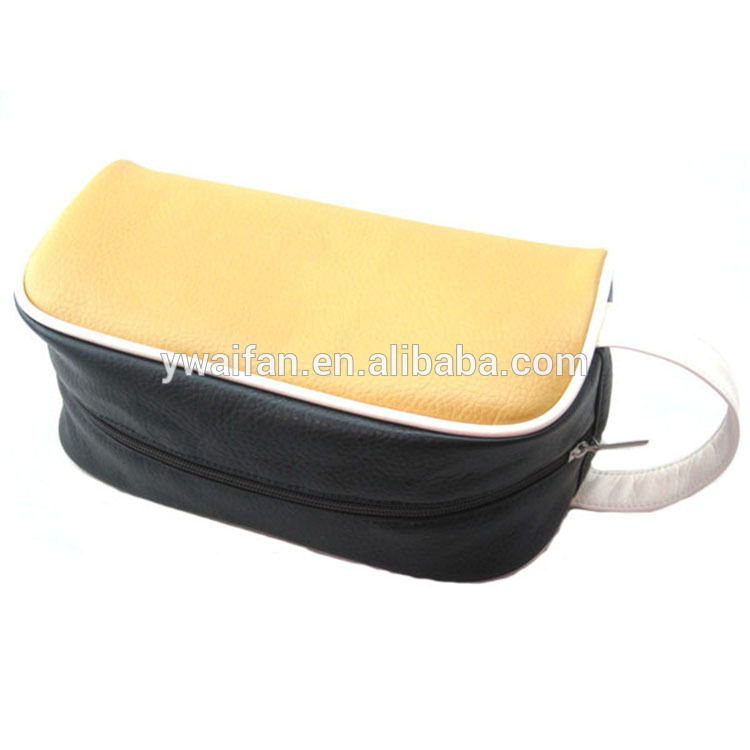 PU Leather Portable Shaving Dopp Kit Case Organizer for Men Waterproof Travel Toiletry Bag