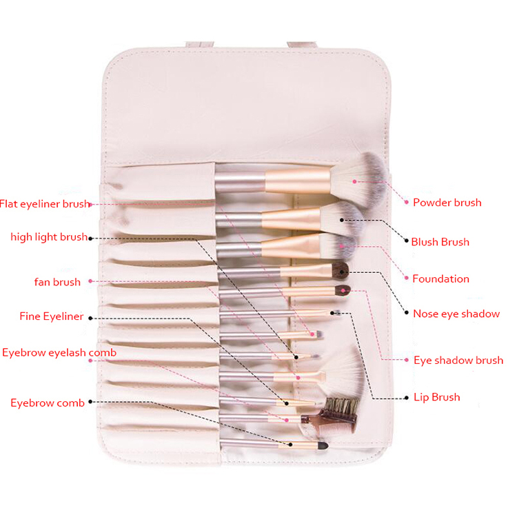 12 pcs Low MOQ white synthetic professional make up brush set