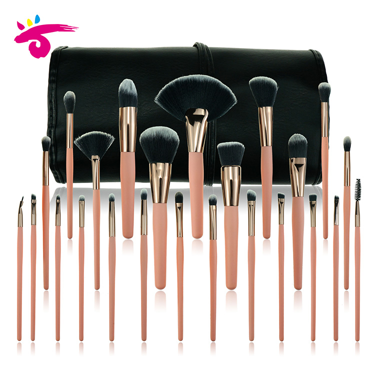 High Quality Professional 24PCS Makeup Brush Set Rose Gold Brushes With Brush Roll