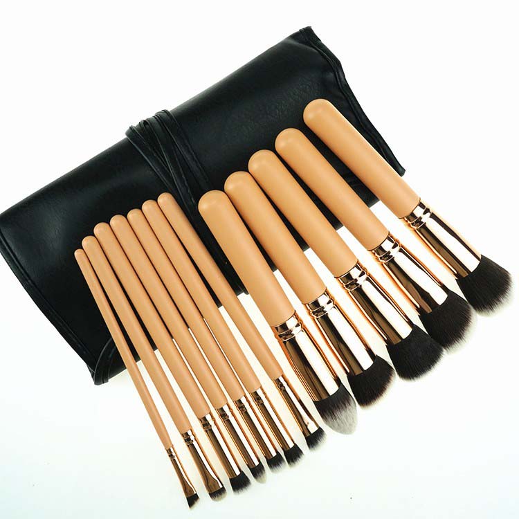 12Pcs Rhinestones Makeup Brush Rose Golden Makeup Brush Set For Girls