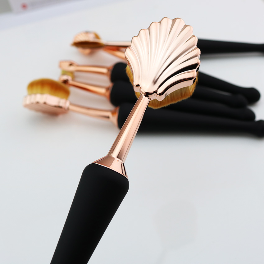 6 pcs rose gold toothbrush makeup seashell brushes