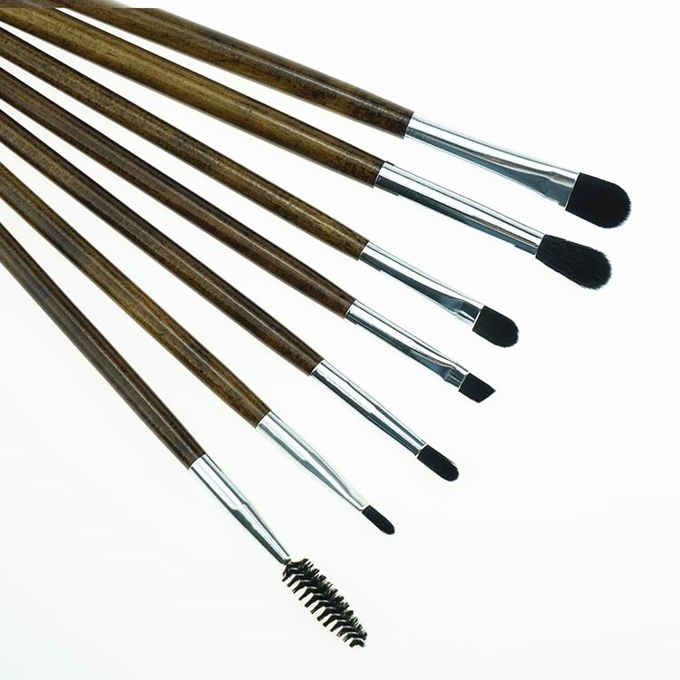 10 Piece Brown Wood Brush Best Selling Products Make Up Kit With Bag