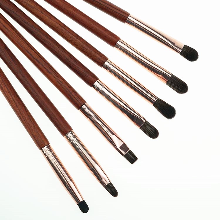 High Quality Nylon Hiar Makeup Brush Rose Golden With Leather Case