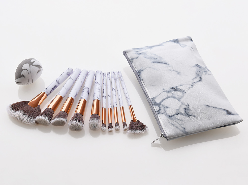 Hot Marble Make Up Sponge Puff Marble Makeup Brushes With PU Pouch
