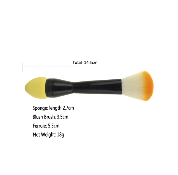 Private label double side yellow nylon fiber foundation makeup brush sponge brush for makeup