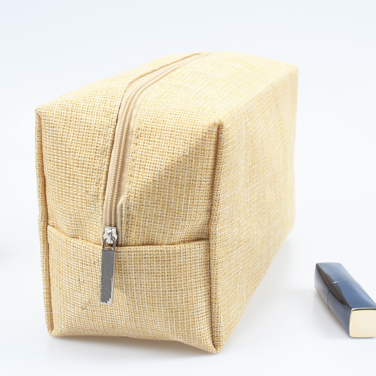 Jute Zipper Cosmetic Travel Pouch Great for Makeup Organizer