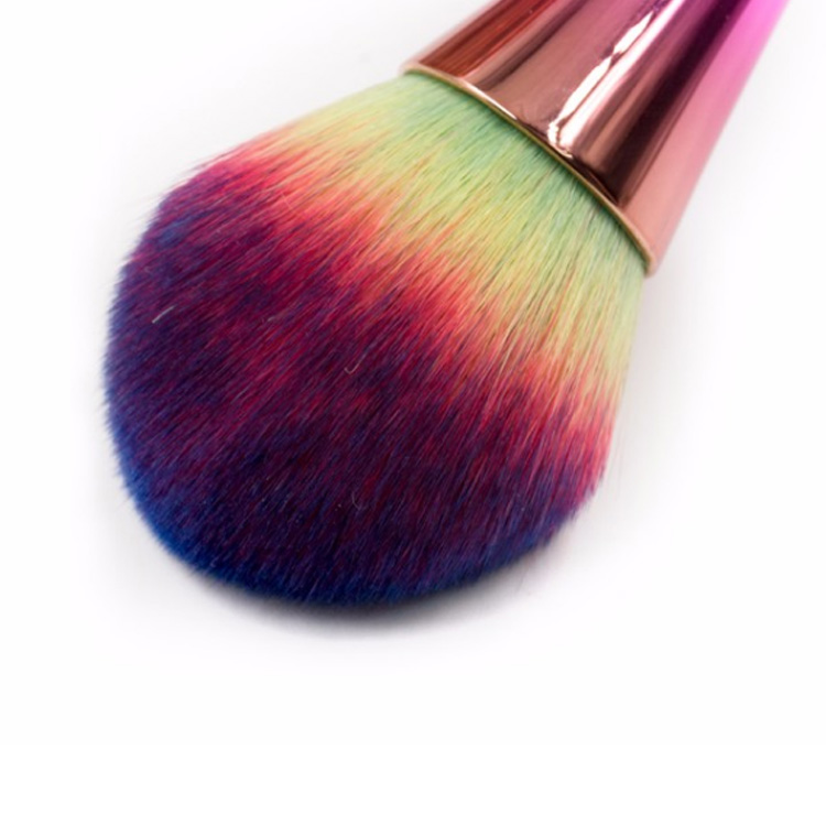 Electroplated Ombre Plastic Makeup Brushes Fire Shape Big Fluffy Powder Brushes