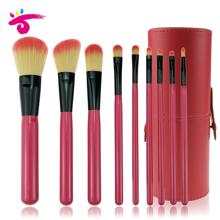 Free Sample 9PCS Pink Travel Synthetic Makeup Brush Set with Tube