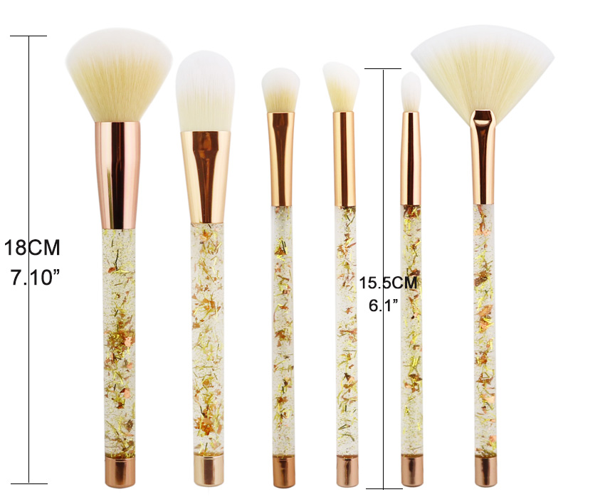 Wholesale 6 pcs Gold Crystal handle Glitter Makeup Brush
