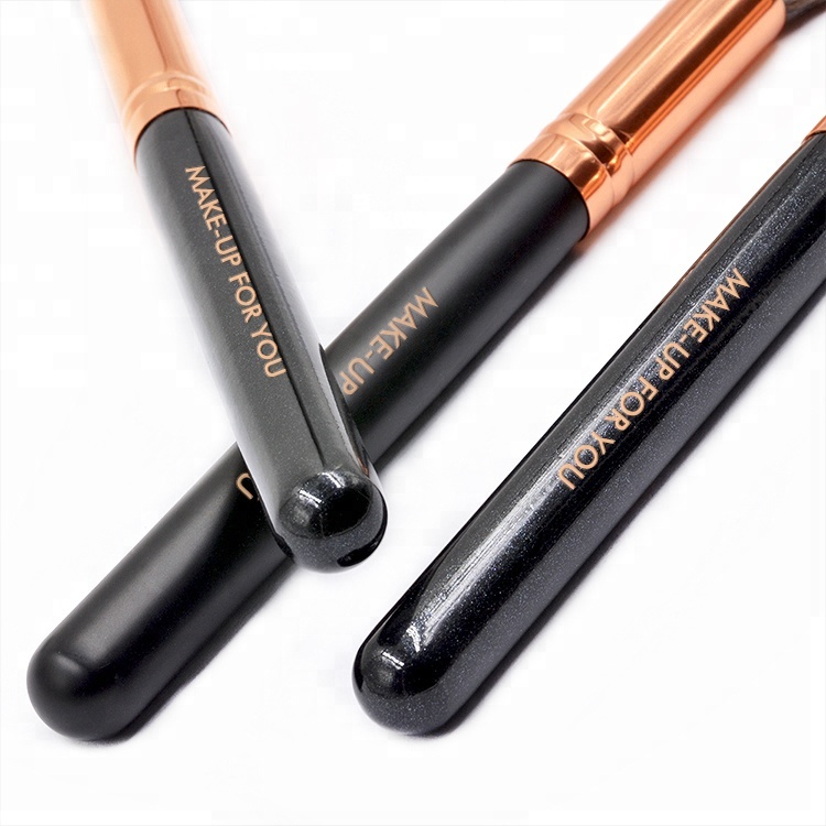 Glitter Black Wood Vegan Synthetic Beauty Needs Makeup Powder Brush Face Blending Brush
