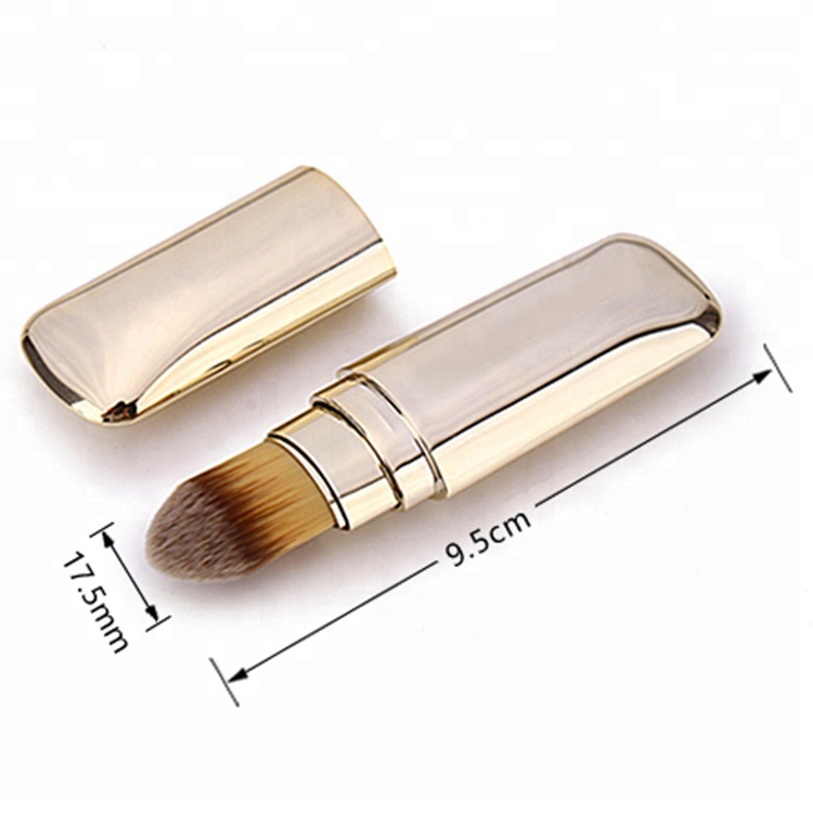 Mini Portable Foundation Cosmetic Brush Flat Plastic Liquid Foundation Brush With Protect Cap