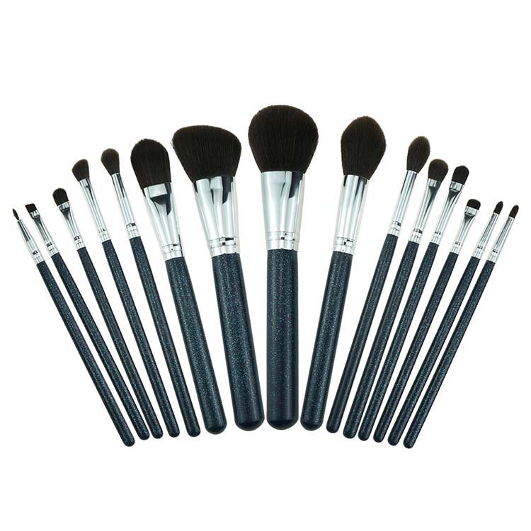 New vegan OEM 12pcs private label glitter cosmetic makeup brushes makeup with pouch