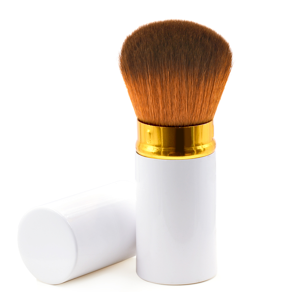 Travel Premium White Metal Synthetic Makeup Powder Kabuki Brush
