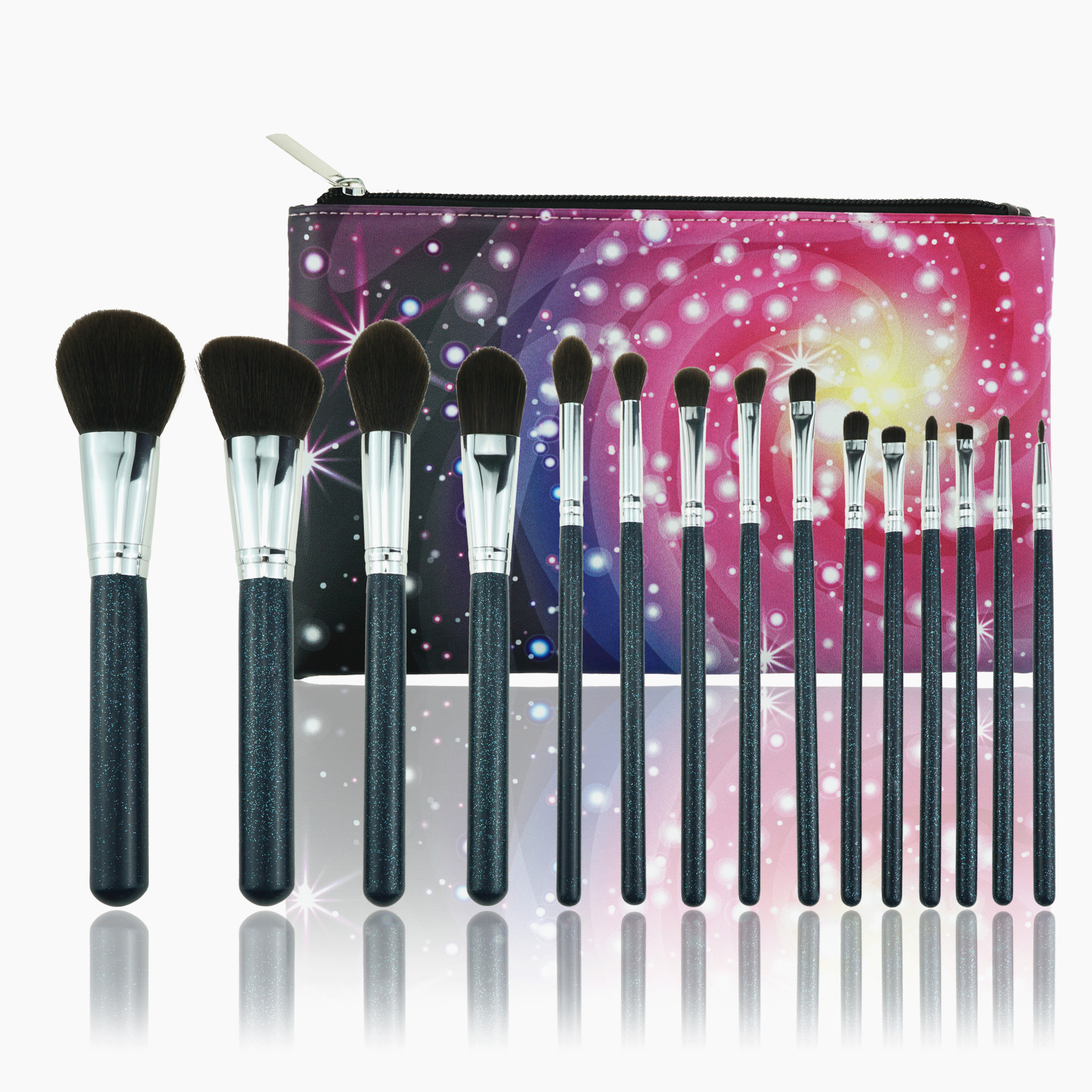 15 Pcs Premium Synthetic Cosmetic Brushes, Foundation Blush Power Eye Shadow Make Up Brushes