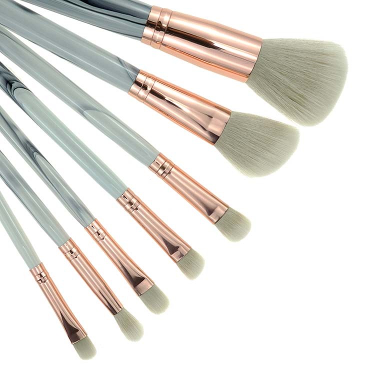 Factory Wholesales OEM 7pcs Marble Vegan Pravite Label Make up Brushes Makeup