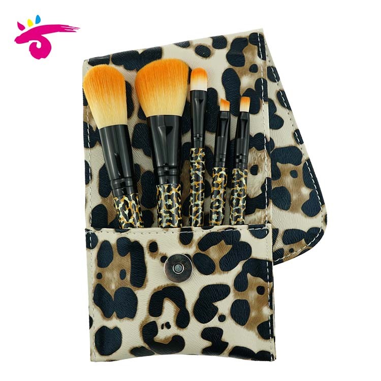 OEM vegan products cosmetic makeup tools leopard print makeup brushes makeup set