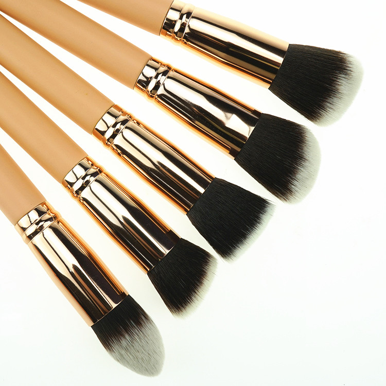 Best Selling Cost-effective 12pcs Rose Gold Kabuki Makeup Brush Set with Roll
