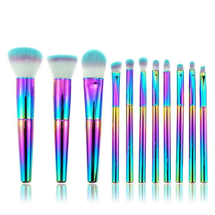 2019 new colorful Metal  handle brush professional cosmetic makeup Brush set