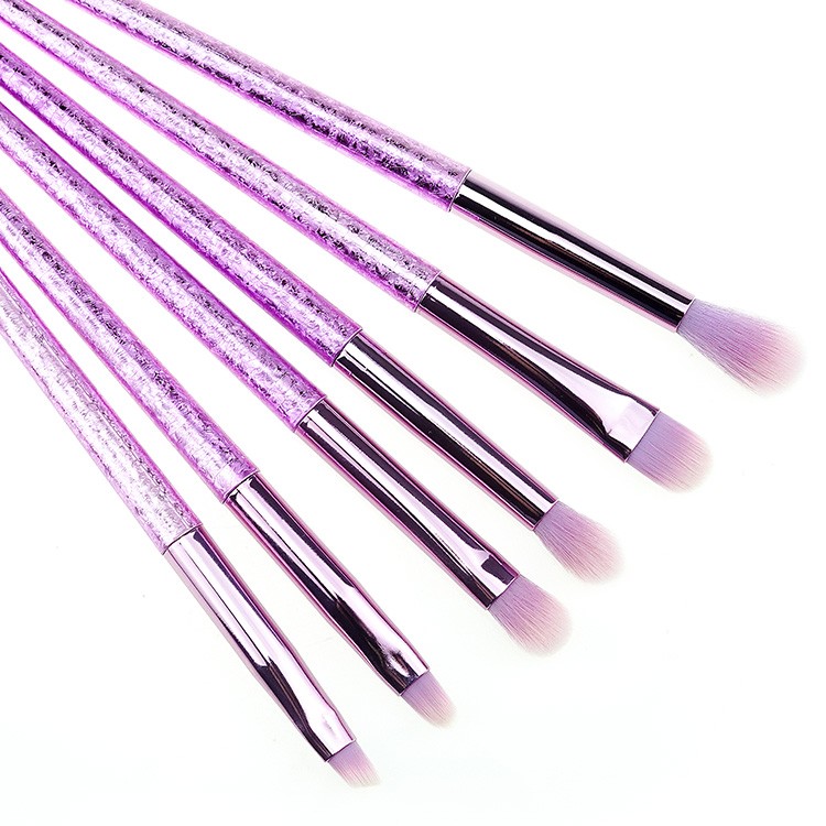 Factory new design purple plastic handle cosmetics brushes set makeup