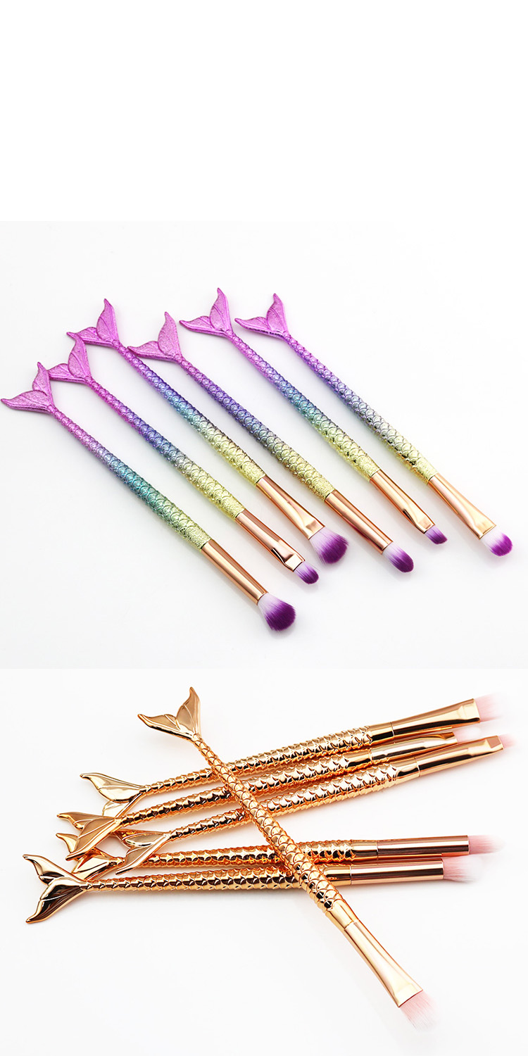 wholesale personalized 6pcs mermaid lip eyebrow brushes makeup