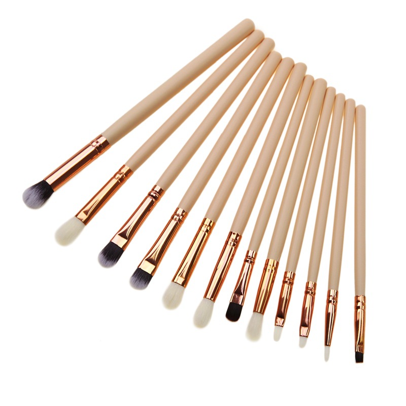 12pcs black/pink professional eyeshadow eye makeup brush set