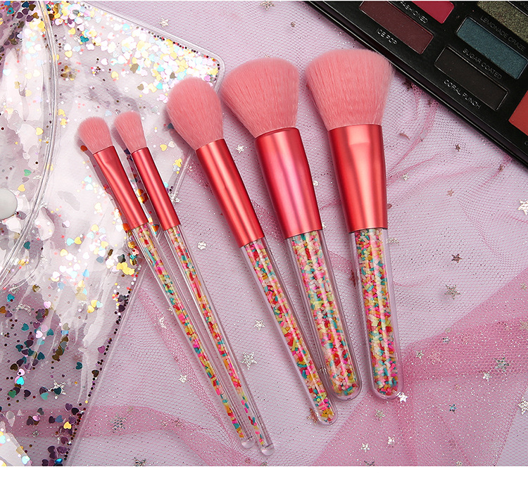 OEM plastic handle glitter makeup brushes manufacturers china