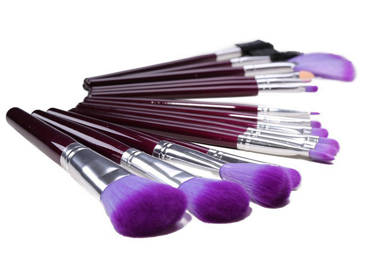 New OEM Makeup Brush Supplier 16 Pcs Purple Travel Powder Foundation Brushes