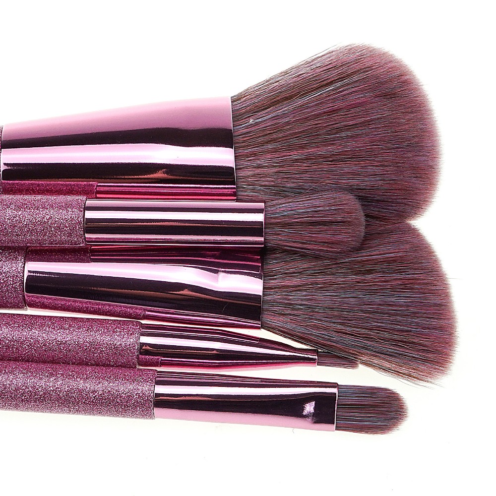 5Pcs Glitter Makeup Brushes Vegan Hair Pink Cosmetic Makeup Brush Set
