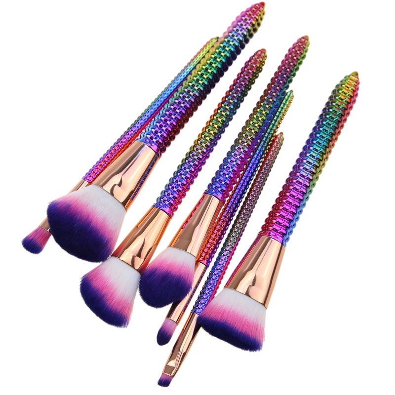 7pcs hot selling synthetic hair rainbow makeup brush set