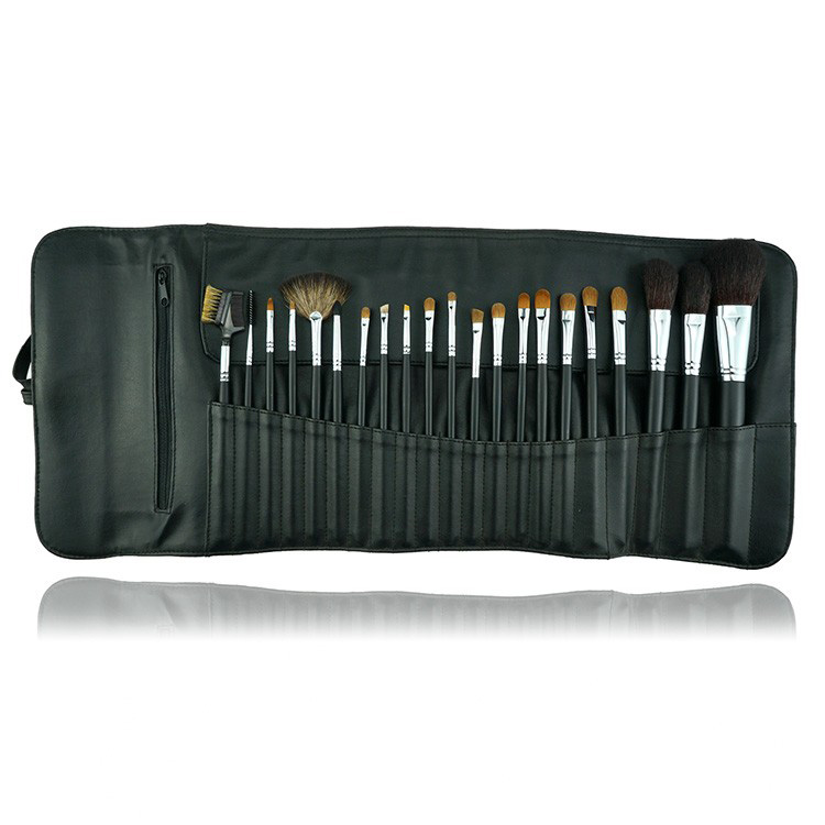 Professional customized 21pcs natural hair makeup brush set with women makeup bag pouch