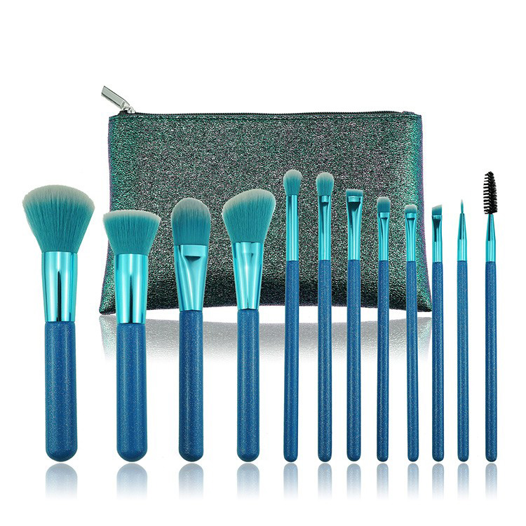 12pc custom design glitter maquillage cosmetics makeup brush set