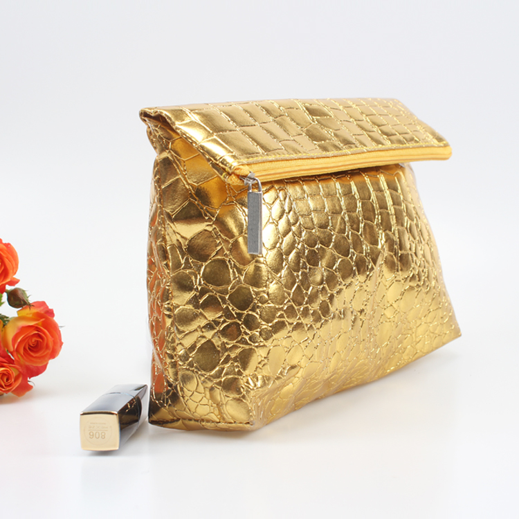 Golden PU Foldable Lady Hand Bag Wedding and Party Hand Bag Women Multifunctional Hand Bag Women