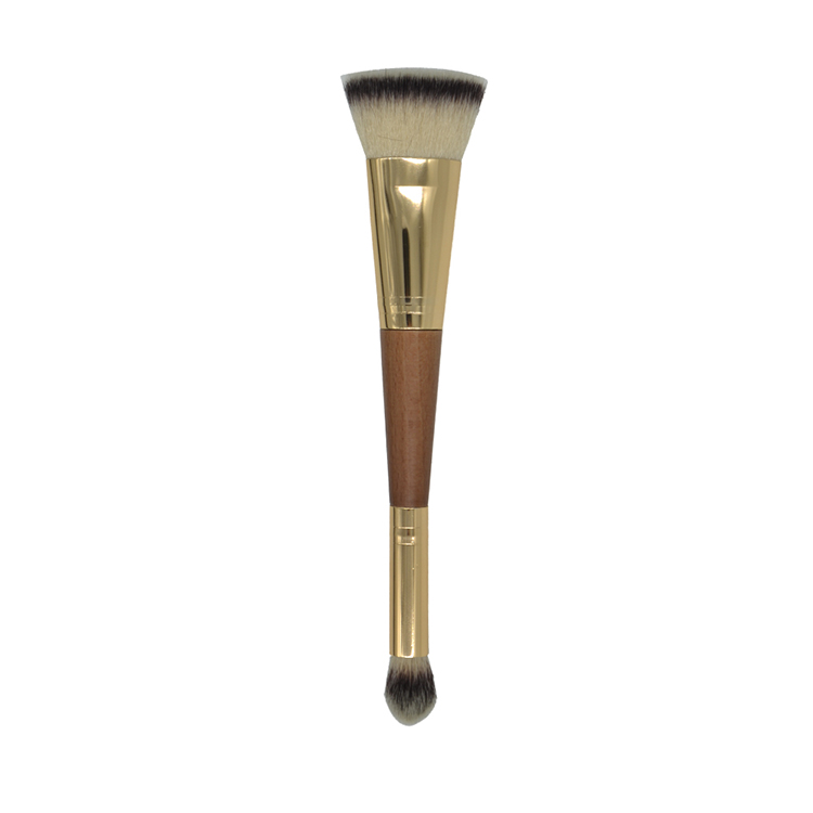 Custom double ended eyeshadow flat foundation makeup brush with synthetic hair