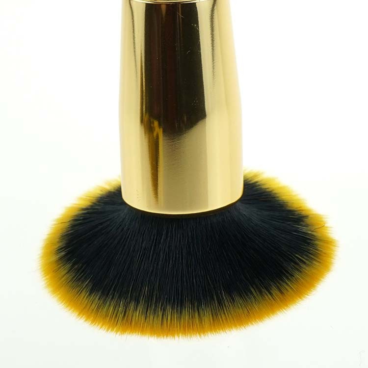Custom logo 18pcs two tone hair yellow wooden makeup brush set with leather bag
