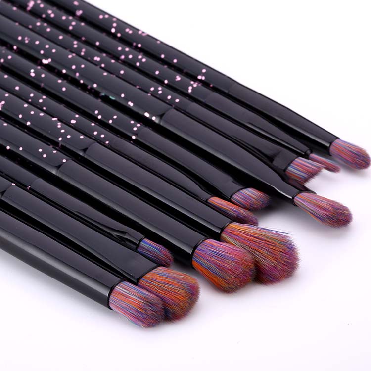 15PCS Maquillage Glitter Makeup Brush Set with colorful hair