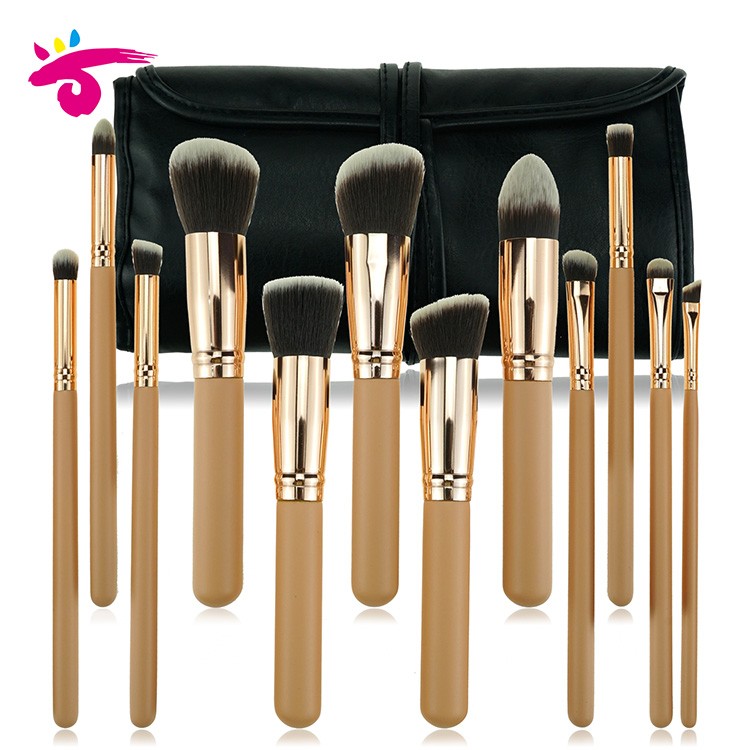 High Quality 12Pcs Rose Gold Makeup Brush Set With PU Bag